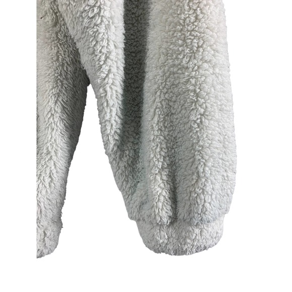 Wanna B Jacket Sherpa Fleece Womens Small Quarter Zip Animal Print Off White - Picture 11 of 11